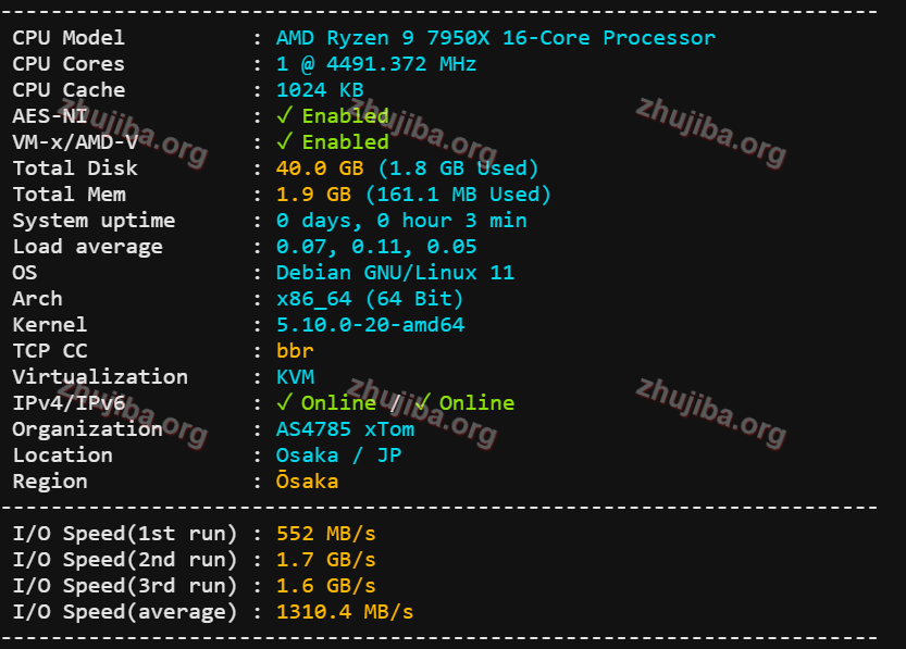 图片[1]-zgovps：日本大板1核2G系统盘40G宽带800M流量1.3T-$37.9美元/月测评-主机吧