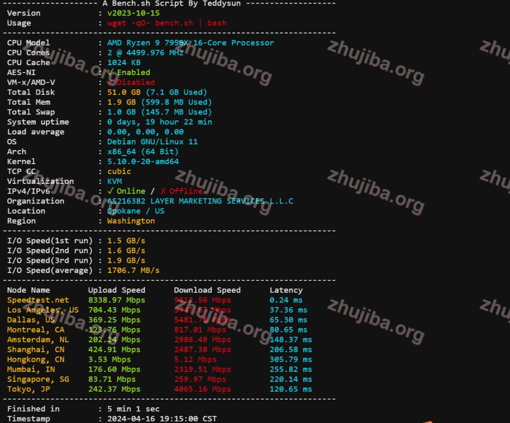 图片[1]-layer:美国波斯坎2核2G系统盘50G宽带10G流量10T=2.5$美元/月测评-主机吧